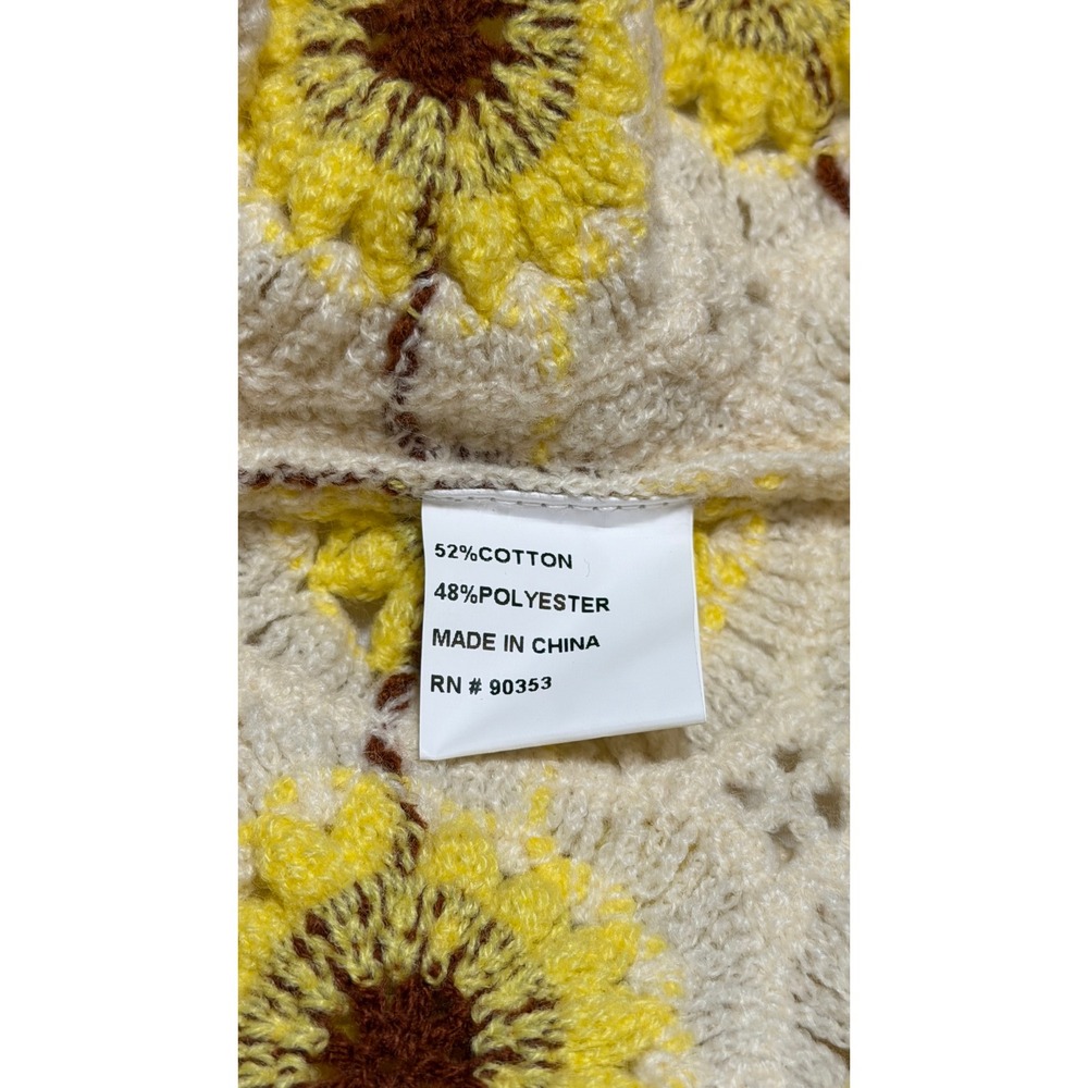 Rebellion Again Sunflower Crochet Granny Square Tank Top Cream Yellow Medium - Picture 7 of 9